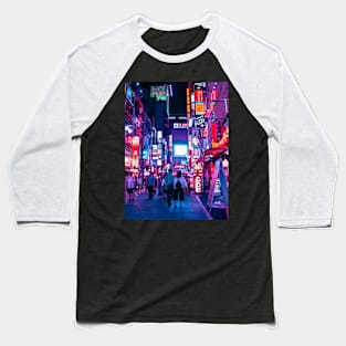 Shinjuku's Cyberpunk Anime Vibe Baseball T-Shirt